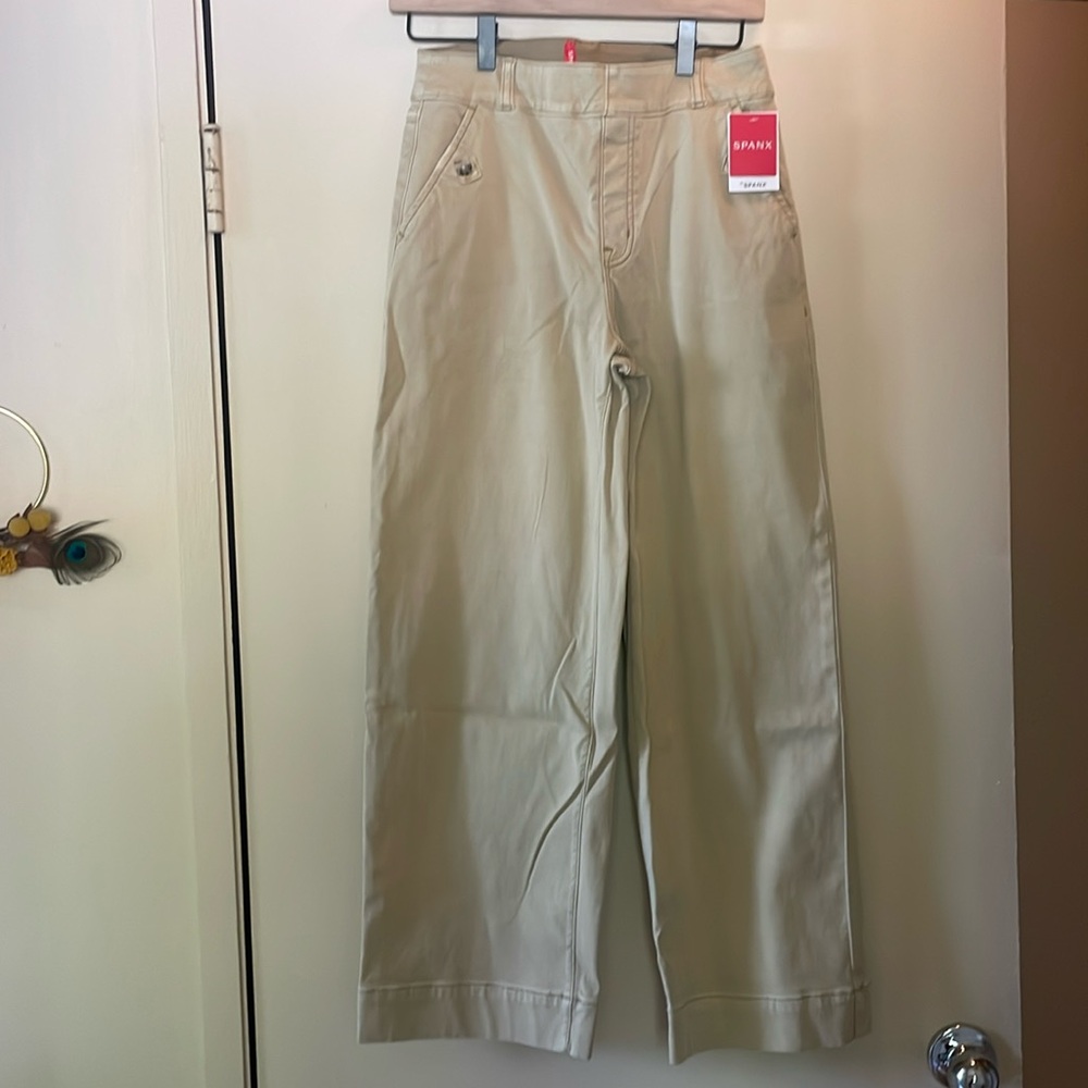 Spanx Cropped Pants Tan Beige Sz M